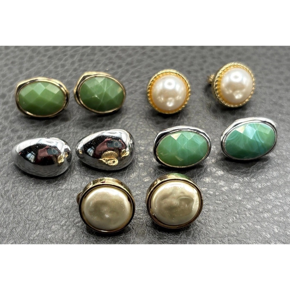 Vintage Monet and Robert Morris Earrings Lot Faux Pearl Gold Tone